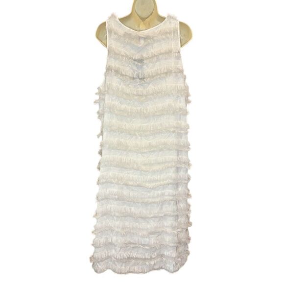 BOSS Difresa Fringe Shift Dress in White NWT Size 14 - Picture 4 of 7